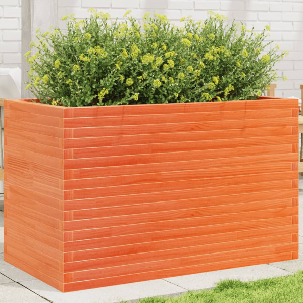 Jardinera madera maciza de pino marrón cera 110x60x68.5 cm