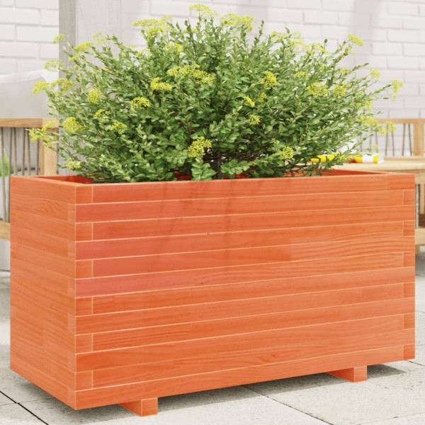 Jardinera madera maciza de pino marrón cera 90x40x49.5 cm