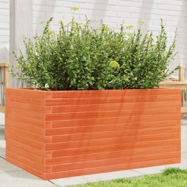 Jardinera madera maciza de pino marrón cera 90x60x45.5 cm