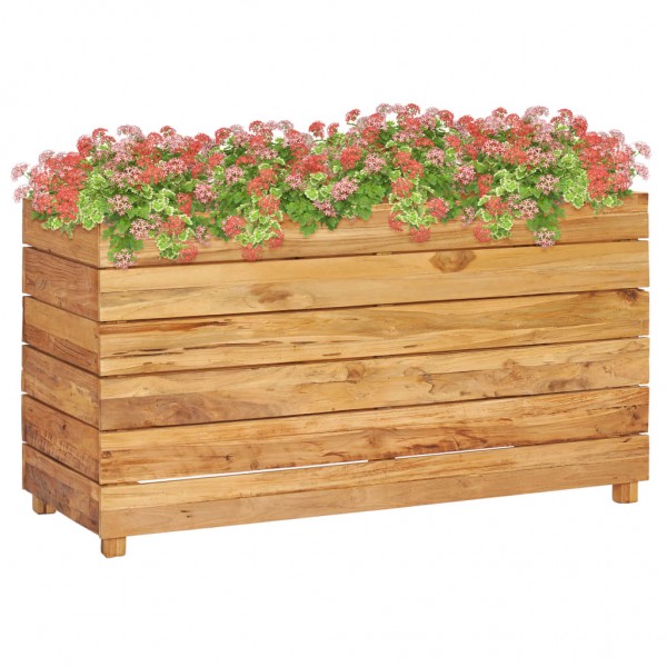 Jardinera madera maciza de teca y acero 100x40x55 cm