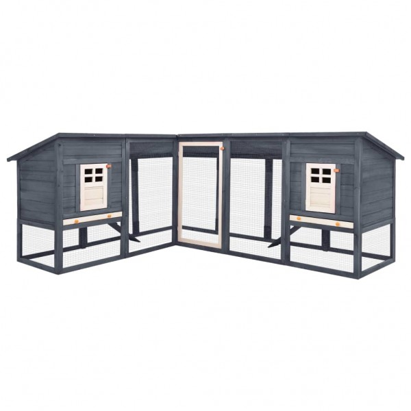 Jaula conejera de exterior con corral madera abeto gris blanco