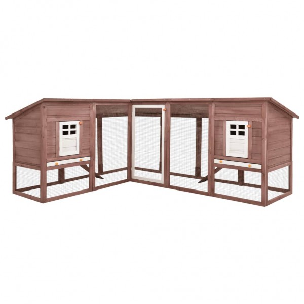 Jaula conejera de exterior con corral madera abeto mocca blanco