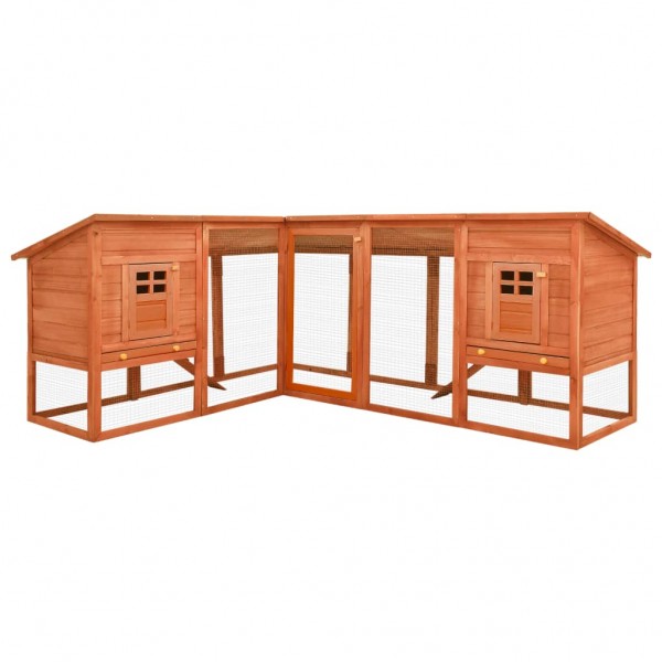 Jaula conejera de exterior con corral madera de abeto marrón