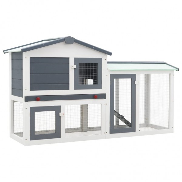 Jaula de animales grande madera gris y blanco 145x45x84 cm
