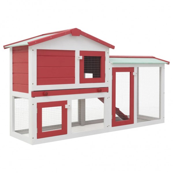 Jaula de animales grande madera rojo y blanco 145x45x84 cm