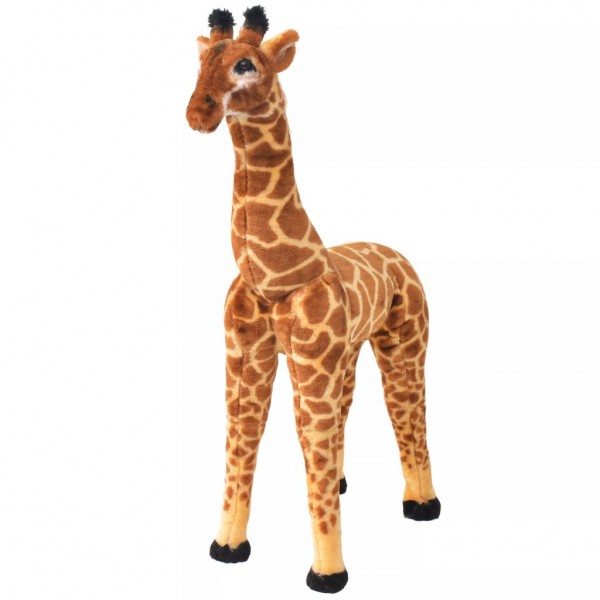 Jirafa de peluche de pie marrón y amarillo XXL