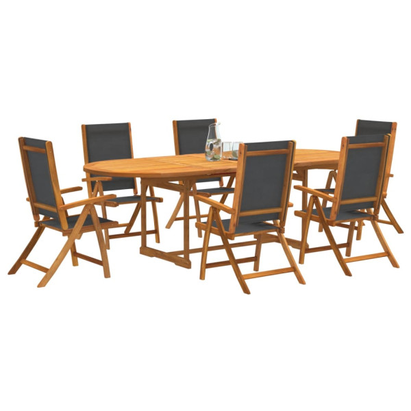 Juego comedor de jardín 7 pzas madera maciza acacia y textileno