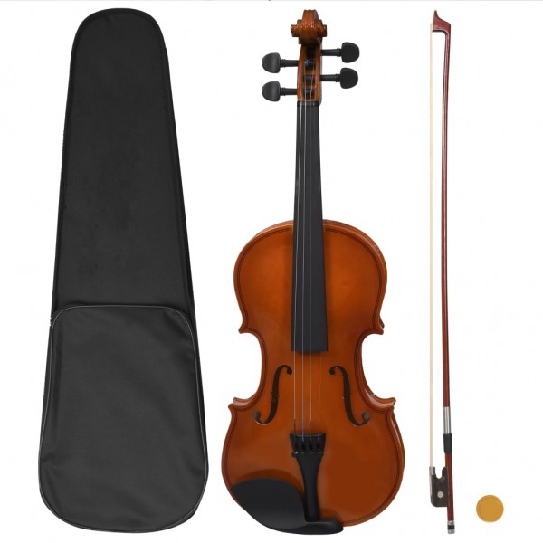 Juego completo de violín con arco y barbada madera oscura 4/4