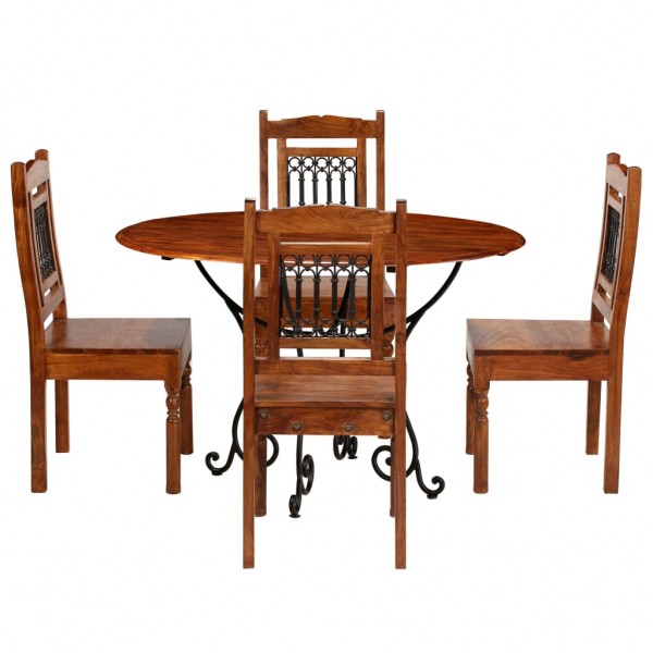 Juego de comedor 5 piezas madera acacia acabado sheesham
