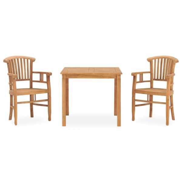 Juego de comedor de jardín 3 piezas madera maciza de teca