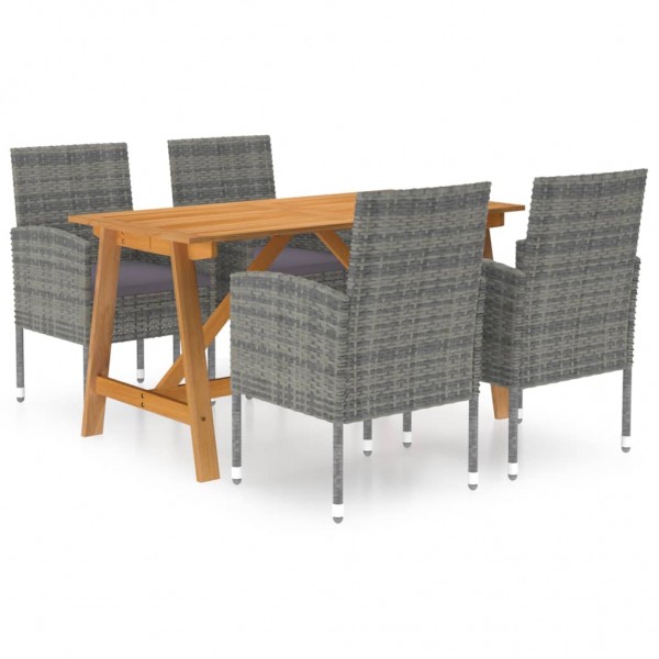 Juego de comedor de jardín 5 piezas gris