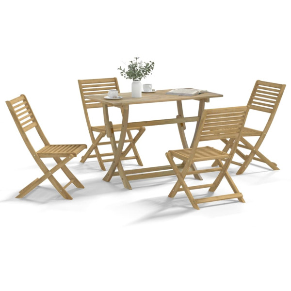 Juego de comedor de jardín 5 piezas madera maciza de acacia