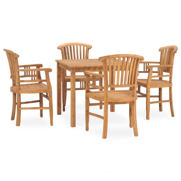 Juego de comedor de jardín 5 piezas madera maciza de teca