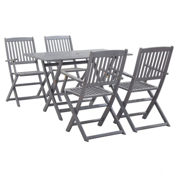 Juego de comedor de jardín 5 pzas madera maciza de acacia gris