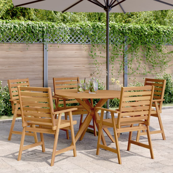 Juego de comedor de jardín 6 piezas madera maciza de acacia