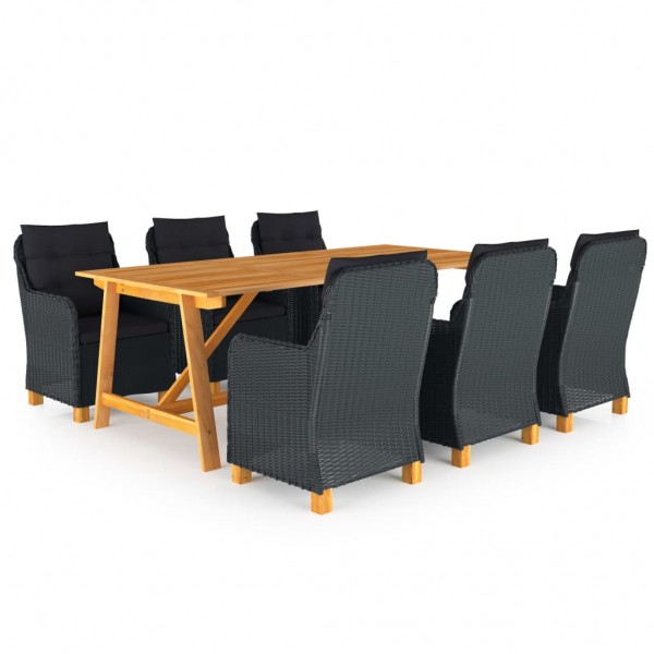 Juego de comedor de jardín 7 piezas gris oscuro