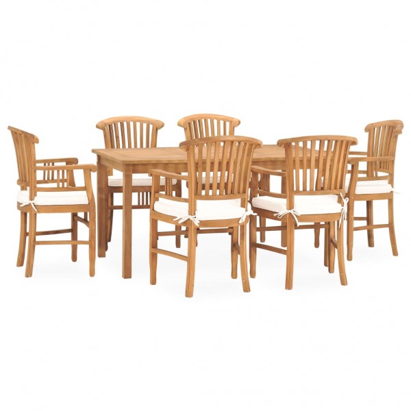 Juego de comedor de jardín 7 piezas teca maciza y cojines