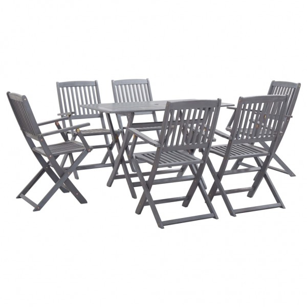 Juego de comedor de jardín 7 pzas madera maciza de acacia gris