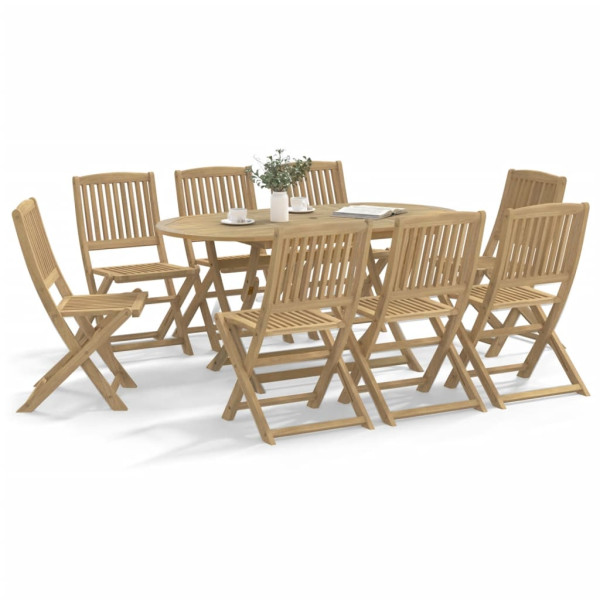 Juego de comedor de jardín 9 piezas madera maciza de acacia