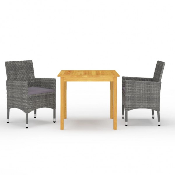 Juego de comedor de jardín de 3 piezas gris