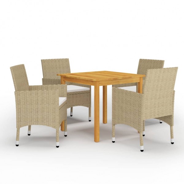 Juego de comedor de jardín de 5 piezas beige