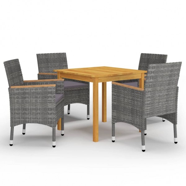 Juego de comedor de jardín de 5 piezas gris