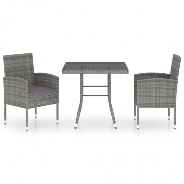 Juego de comedor jardín 3 piezas ratán sintético gris antracita