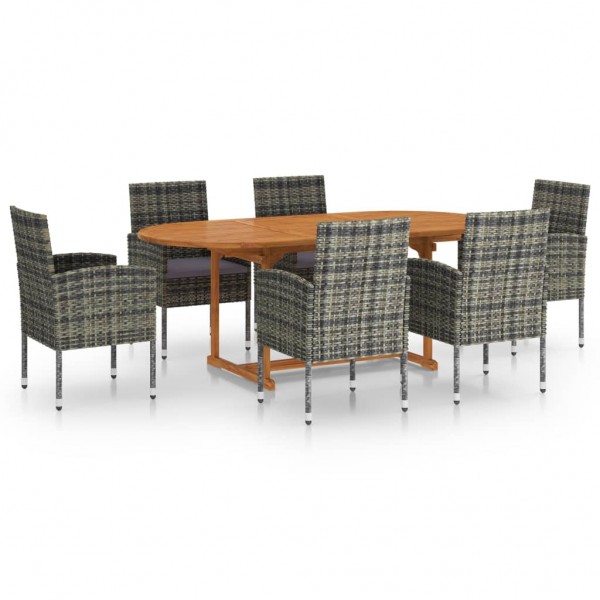 Juego de comedor jardín 7 pzas ratán sintético gris antracita