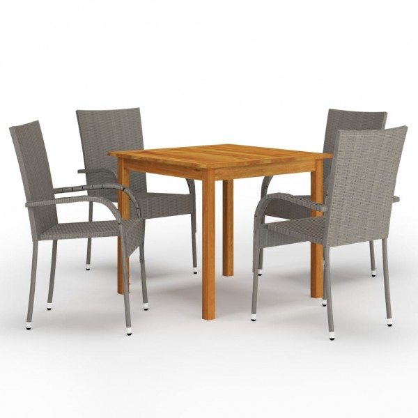 Juego de comedor para jardín 5 piezas gris