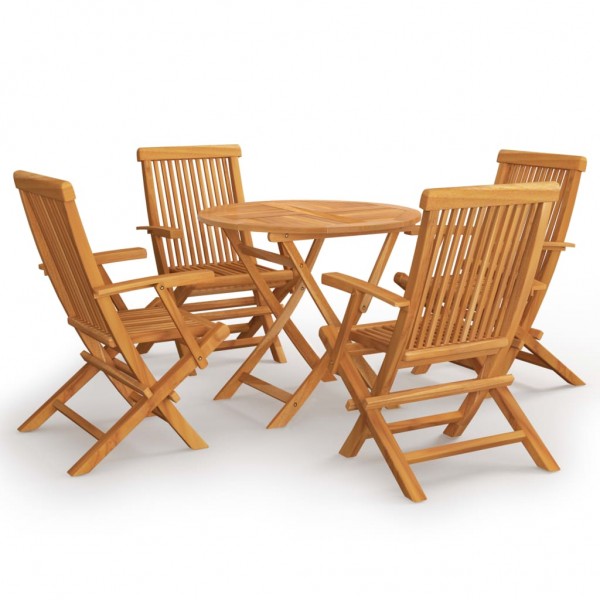 Juego de comedor para jardín 5 piezas madera maciza teca