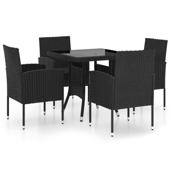 Juego de comedor para jardín 5 piezas ratán sintético negro