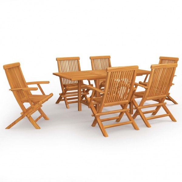 Juego de comedor para jardín 7 piezas madera maciza teca