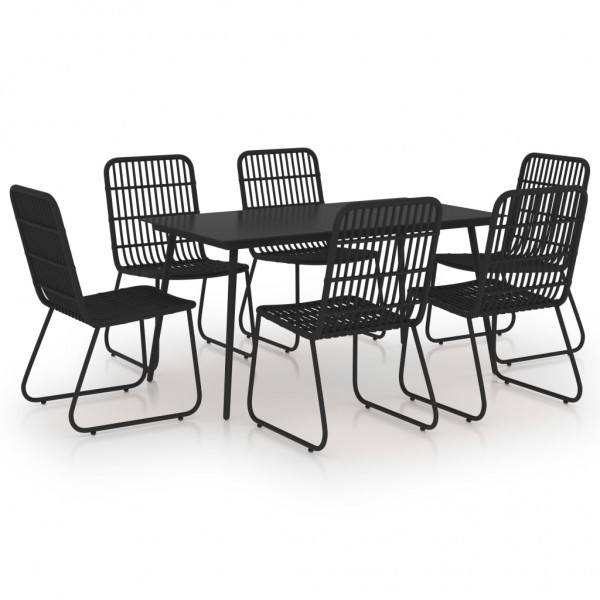 Juego de comedor para jardín 7 piezas ratán sintético y vidrio