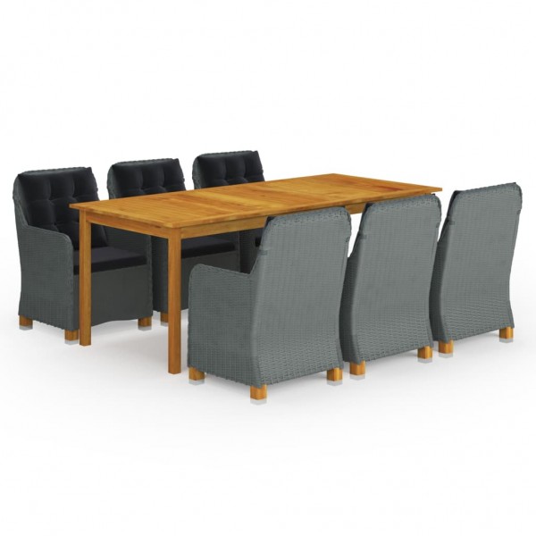 Juego de comedor para jardín 9 piezas gris claro