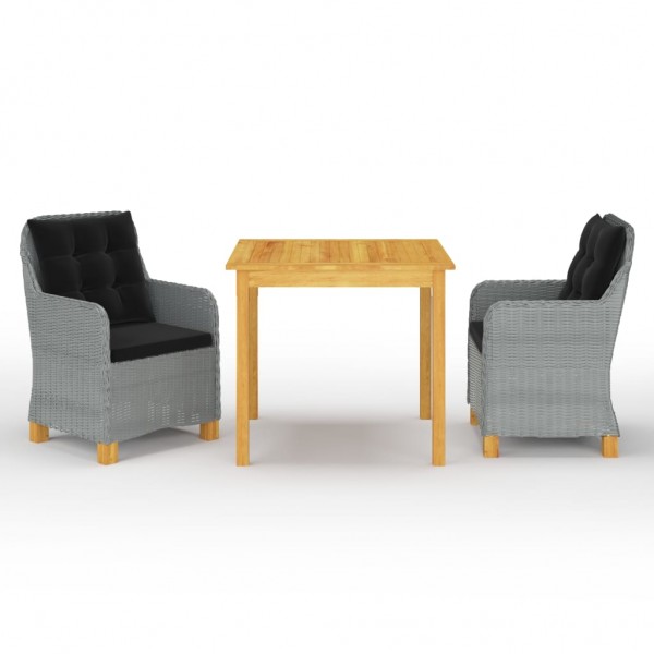Juego de comedor para jardín de 3 piezas gris claro
