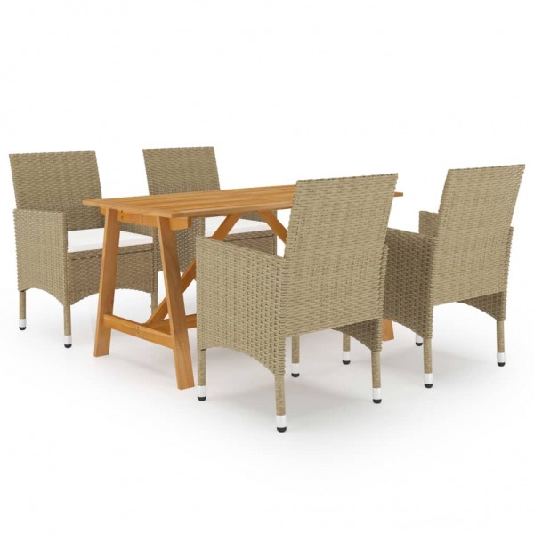Juego de comedor para jardín de 5 piezas beige