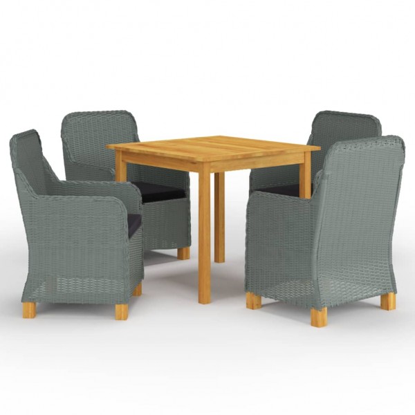 Juego de comedor para jardín de 5 piezas gris claro