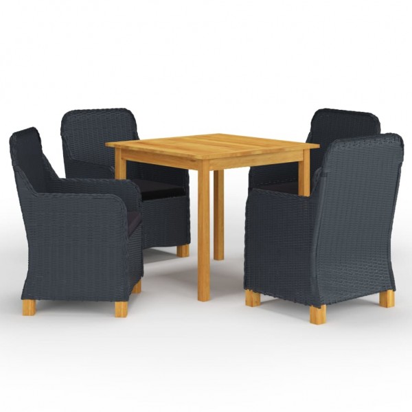 Juego de comedor para jardín de 5 piezas gris oscuro