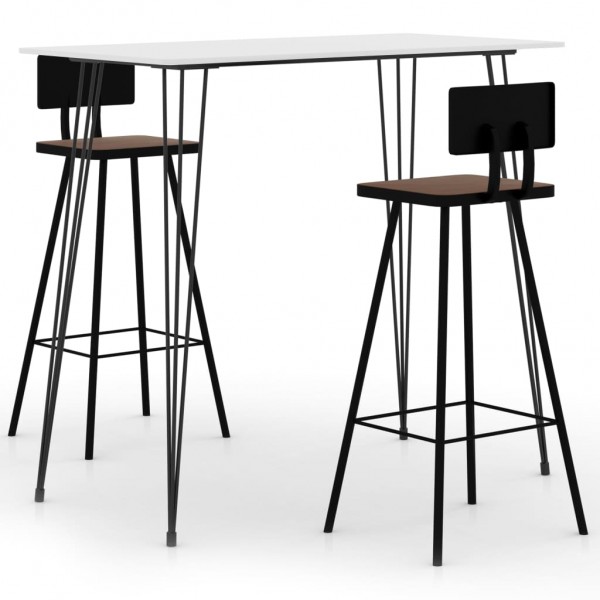 Juego de mesa alta y taburetes de bar 3 piezas blanco