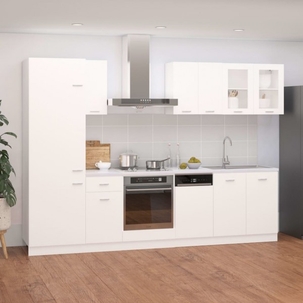 Juego de muebles de cocina 8 piezas aglomerado blanco