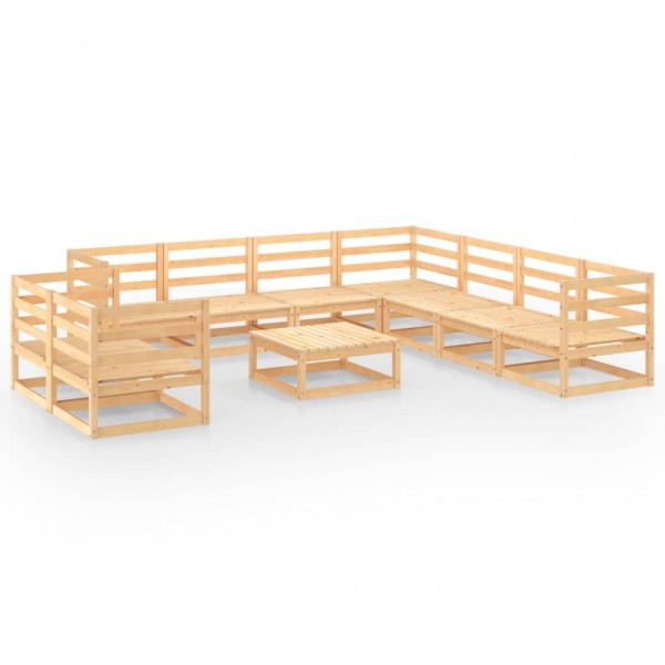 Juego de muebles de jardín 10 piezas madera maciza de pino