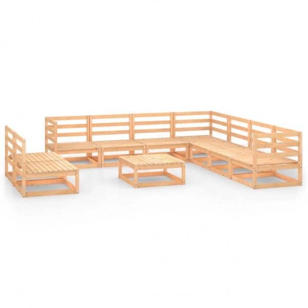 Juego de muebles de jardín 10 piezas madera pino maciza
