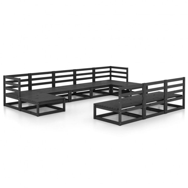 Juego de muebles de jardín 10 pzas madera pino maciza