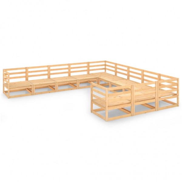 Juego de muebles de jardín 11 piezas madera de pino maciza