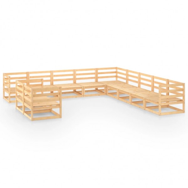 Juego de muebles de jardín 11 piezas madera maciza de pino