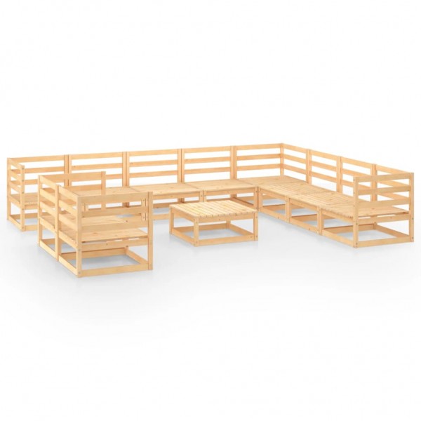 Juego de muebles de jardín 11 piezas madera pino maciza