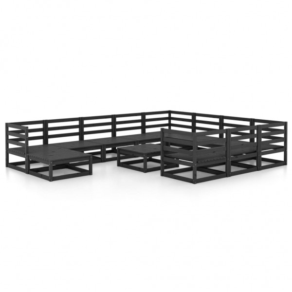 Juego de muebles de jardín 12 piezas madera maciza pino