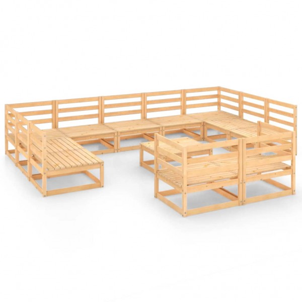 Juego de muebles de jardín 12 piezas madera pino maciza