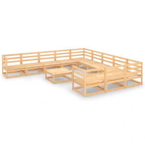 Juego de muebles de jardín 12 pzas y cojines madera pino maciza