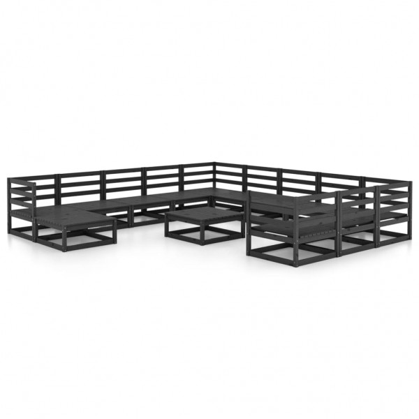 Juego de muebles de jardín 13 piezas madera maciza pino